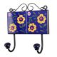 Navy Blue Yellow Floral Tiles Hooks